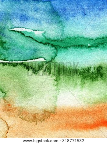 Hand Drawn Abstract Watercolor Background. Colorful Vertical Backdrop.