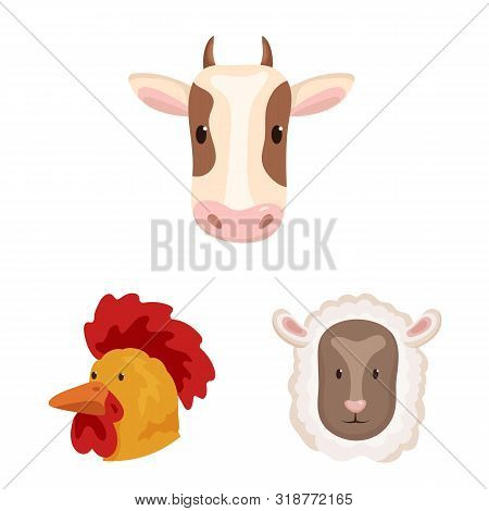 Vector Design Of Farm And Head Symbol. Collection Of Farm And Homemade Vector Icon For Stock.