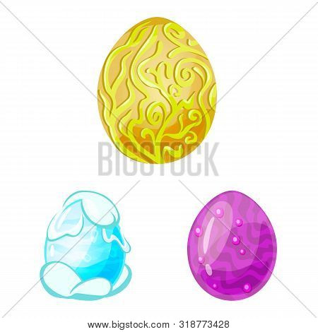 Isolated Object Of Dinosaur And Magic Symbol. Set Of Dinosaur And Fantasy Stock Symbol For Web.