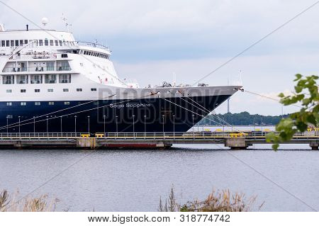 Tallinn / Estonia - August 16, 2019: Cruise Ship Ms Saga Sapphire Of The Saga Cruises Ii Ltd Fleet D