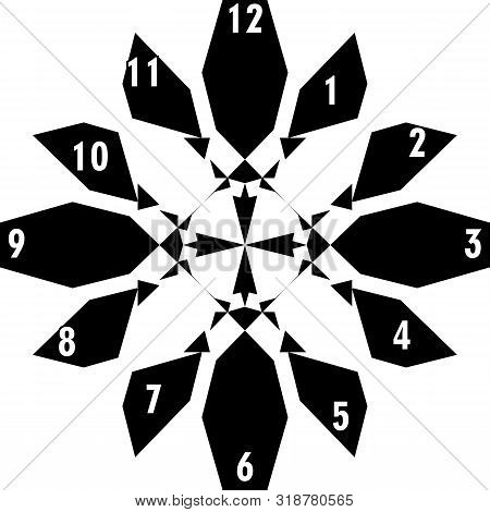 Clock Dial Black Romboid Based Signs With White Hourly Numbers Black Borgered On Transparent Backgro