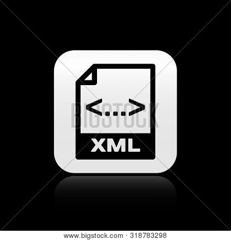 Black Xml File Document. Download Xml Button Icon Isolated On Black Background. Xml File Symbol. Sil