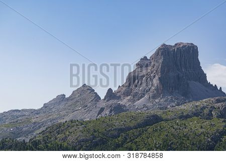 The Summit Of Mount Averau On The Dolomites Near Cortina, A Unesco Heritage Site, On A Splendid Summ