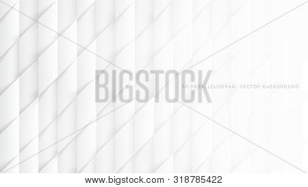 3d Vector Parallelograms Pattern Simple White Abstract Background. Three Dimensional Science Technol