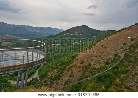 Reconstruction For Tourists Of A Tibetan Bridge In Italy, In The Basilicata Region