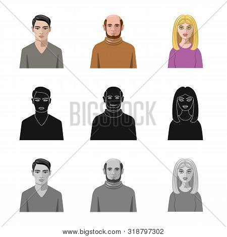 Vector Illustration Of Hairstyle And Profession Sign. Set Of Hairstyle And Character Stock Vector Il