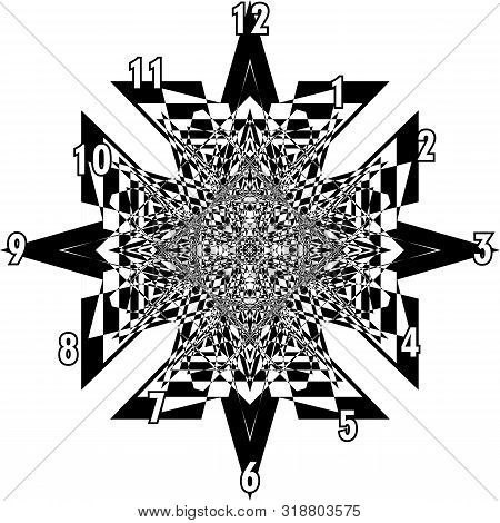 Clock Dial Black Pointing Shapes Based Signs With White Hourly Numbers Black Borgered On Transparent