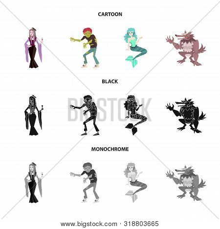 Vector Design Of Mystic And Hell Symbol. Set Of Mystic And Devilry Stock Vector Illustration.