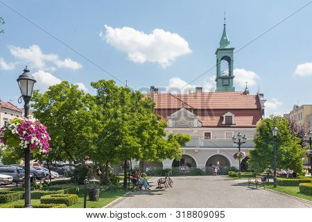 A Renaissance Baroque Town Hall From The 18th Century. Kluczbork, Poland, Europe.