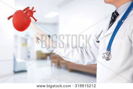 Doctor Touch Heart Check Heart Disease , Cardiology Symptoms , 3d Concept
