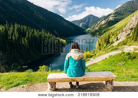 Idyllic Landscape With Kolsai Lake And Tien Shan Mountains In Kazakhstan Central Asia