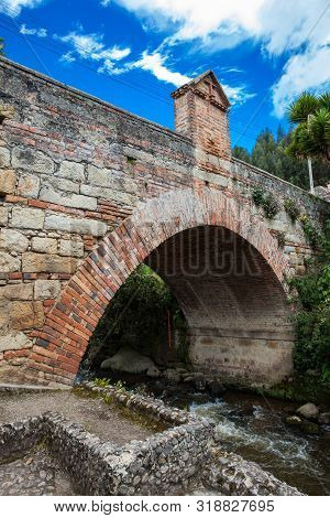 The Royal Bridge Of Calicanto At The Beautiful Small Town Of Mongui In Colombia