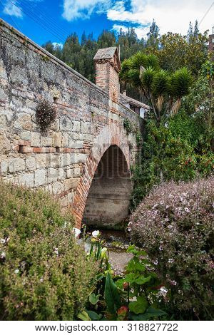 The Royal Bridge Of Calicanto At The Beautiful Small Town Of Mongui In Colombia