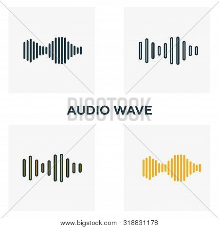Audio Wave Icon Set. Four Elements In Diferent Styles From Audio Buttons Icons Collection. Creative 