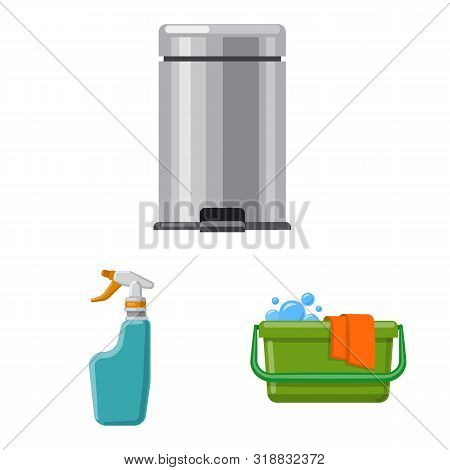 Vector Design Of Cleaning And Service Icon. Set Of Cleaning And Household Vector Icon For Stock.