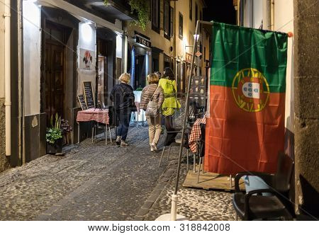 Funchal, Madeira, Portugal - April 18, 2018: Zone Velha - The Oldest District Famous For Its Best Re