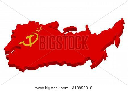 Soviet Union, Ussr, Map With Flag 3d.vector Illustration