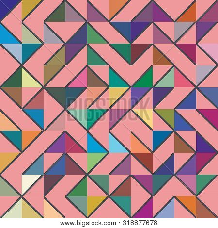 Random Vector Multicolored Truchet Background Seameless Repeat.