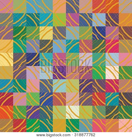 Random Vector Multicolored Truchet Background Seameless Repeat.