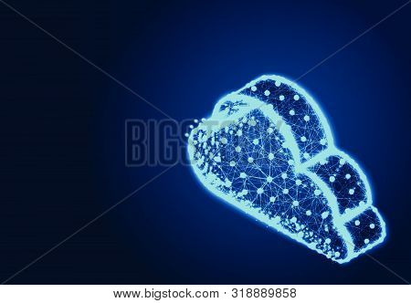 Cloud Computing Network Technology , Abstract Low Poly Designs, From Line And Dot Wireframe, Vector 