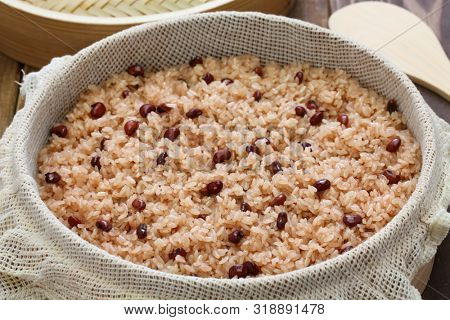 Sekihan, steamed sticky rice with red beans, Japanese food