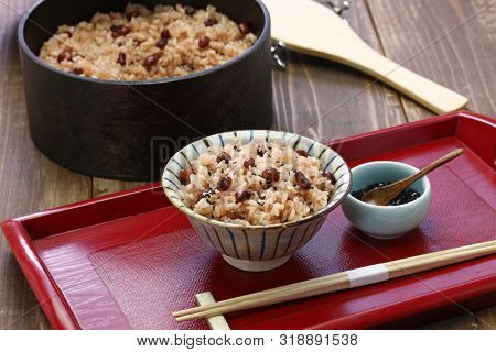 Sekihan, steamed sticky rice with red beans, Japanese food