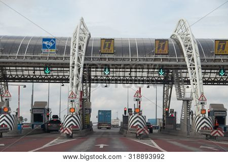 Toll Road Payment Point. Russian Highways. Driving On The Highway. Free Movement. Russia, Moscow Reg