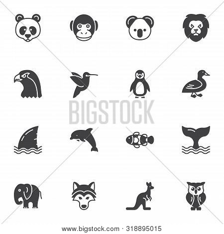 Animals Vector Icons Set, Modern Solid Symbol Collection, Pictogram Pack. Signs, Logo Illustration. 