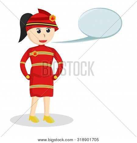 Female Firefighter With Callout Job Design Illustration