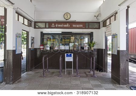 Bang Sue, Thailand-september 23rd 2014. Ticket Office In Bang Sue Railway Station. The Station Is Th