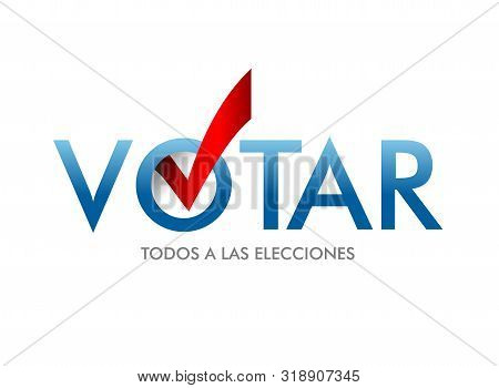 Voting Symbols Vector Design. The Word Vote Is Written In Spanish. Layout Elections Icons.
