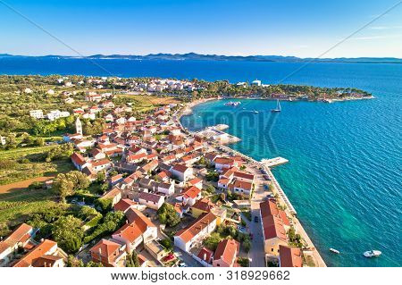 Petrcane Tourist Destination Coastline Aerial View, Dalmatia Region Of Croatia