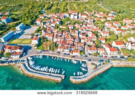 Village Of Diklo In Zadar Archipelago Aerial Coastline View, Dalmatia Region Of Croatia