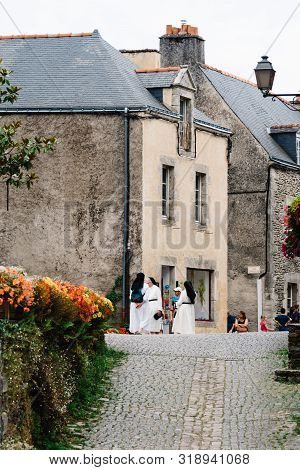 Rochefort-en-terre , France - July 26, 2018: View Of The Picturesque Medieval Village, One Of The Mo