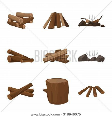 Vector Illustration Of Timber And Nature Sign. Collection Of Timber And Construction Vector Icon For