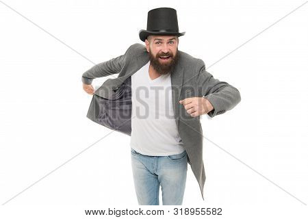 Time Traveller. Master Of Cunning Tricks. Street Performance. Man Bearded Guy Magician. Magic Trick 