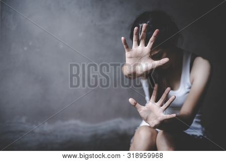 Woman Bondage In Angle Of Abandoned Building , Stop Violence And Sexual Abuse Towards Women, Interna