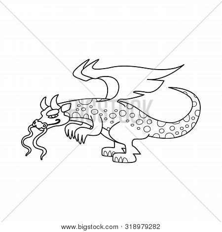 Vector Design Of Dragon And Monster Sign. Set Of Dragon And Wing Vector Icon For Stock.