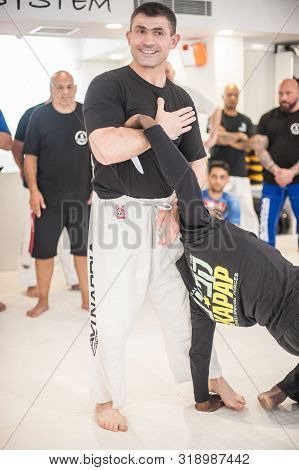 Kapap Instructor Altin Qoku, Demonstrates Disarm Techniques Against Knife Attack