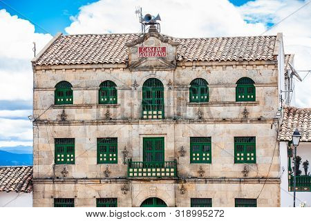 City Hall Building Of The Beautiful Small Town Of Mongui (translation Of The Sign On Top: House Of G