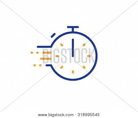 Frying Stopwatch Sign. Cooking Timer Line Icon. Food Preparation Symbol. Colorful Outline Concept. B