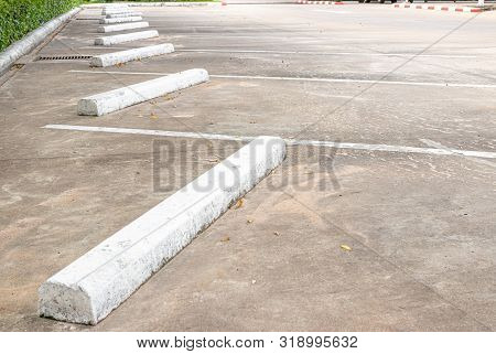 Empty Car Parking, Car Parking Lot With White Mark, Parking Lane Outdoor In Public Park.