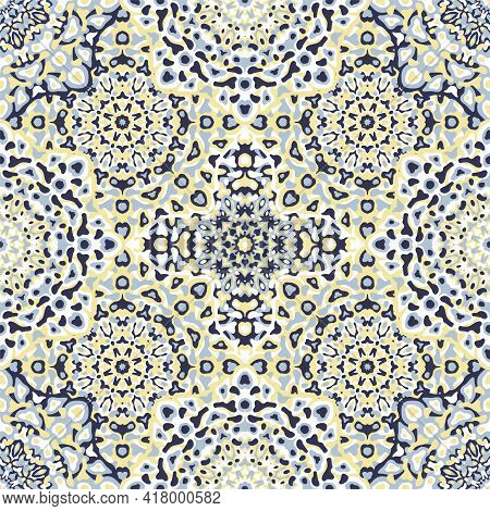 Delicate Openwork Geometric Floral Seamless Pattern Vector Fashionable Graphic Design For Textile Pr