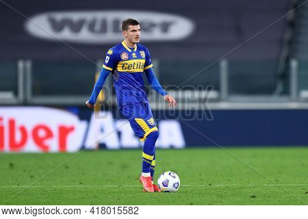 Torino, Italy. 21 April 2021. Valentin Mihaila Of Parma Calcio  During The Serie A Match Between Juv