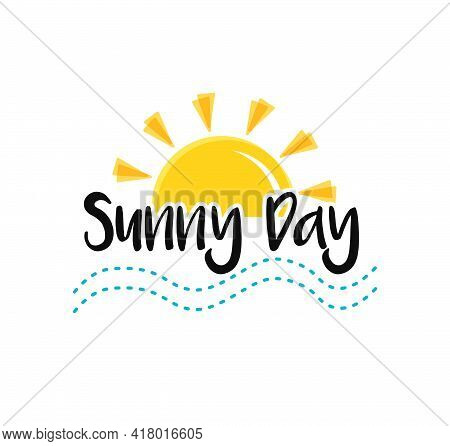 Sun, Sea End Text Sunny Day. Concept Of Summer Holidays, Symbol Of Sunset Or Sunrise.