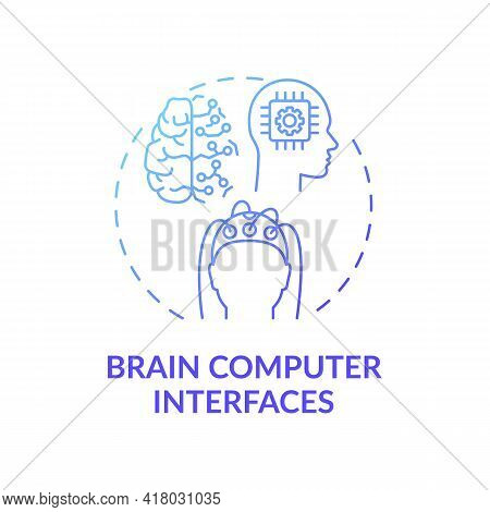 Brain Computer Interfaces Concept Icon. Rehab Engineering Application Idea Thin Line Illustration. N