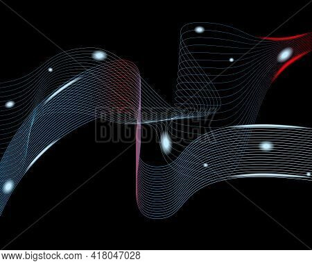 Abstract Lines Twisting Into Beautiful Bends. Blue Wave Light Effect Background