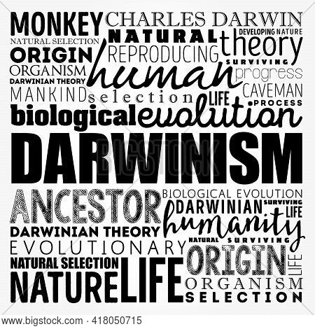 Darwinism Word Cloud Collage, Education Concept Background