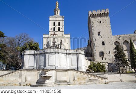 The Palais Des Papes Dominates The Avignon City, The Surrounding Remparts And The Remains Of A 12th-
