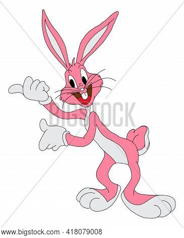 Bugs Bunny Lookalike Rabbit Drawing In Pink Color